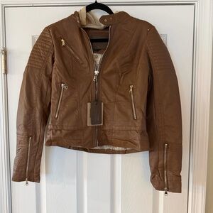 Ci Sono Tan Leather Jacket